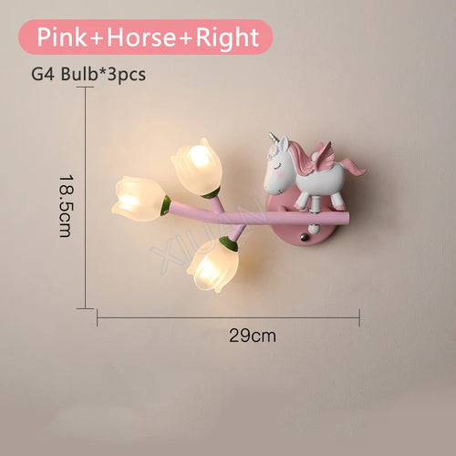 Led g4 wall light girl rabbit flower for children - vue 12 sur 22
