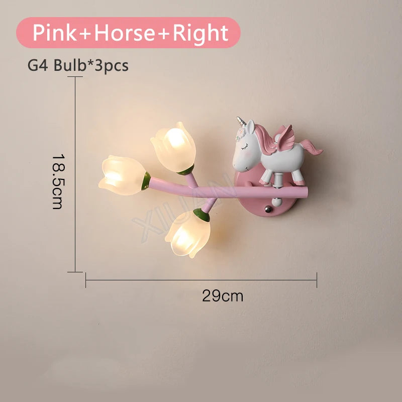 Led g4 wall light girl rabbit flower for children - vue 11 sur 22