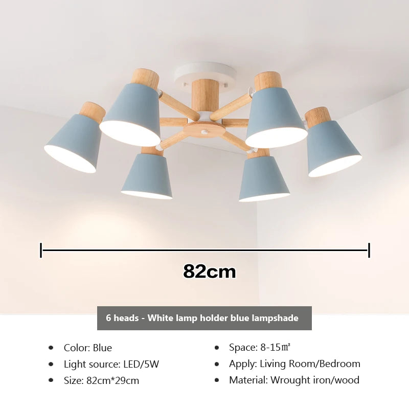 Nordic solid wood chandelier modern lighting for hotel and restaurant - vue 13 sur 20