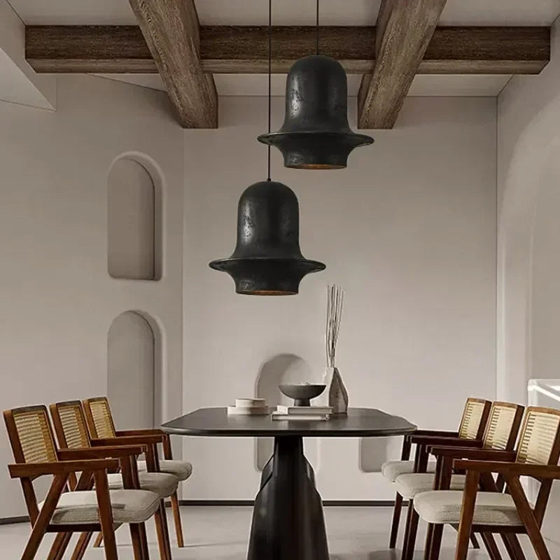 Nordic wabi sabi style resin pendant light - vue 4 sur 8