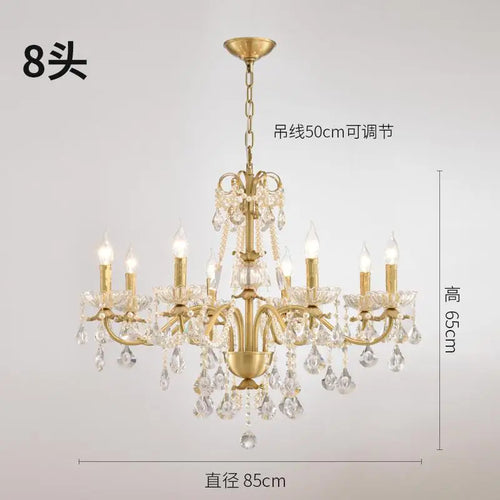 Modern gold chandelier with LED tube lighting and crystal - vue 11 sur 13