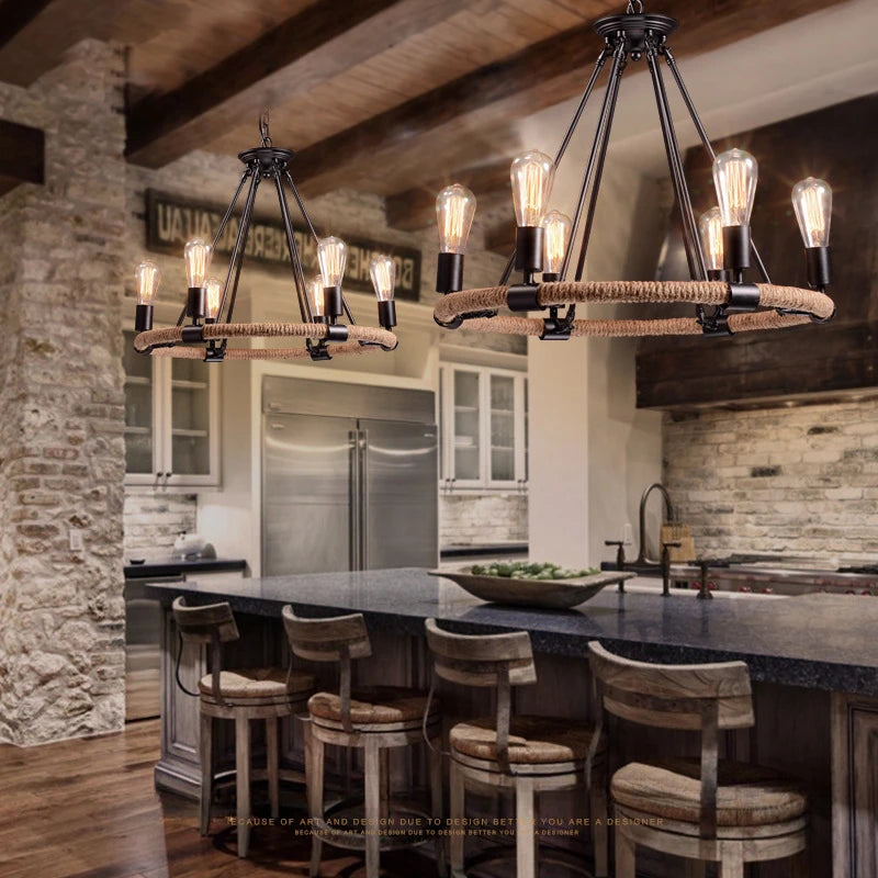 Retro rope chandelier for modern interior decor