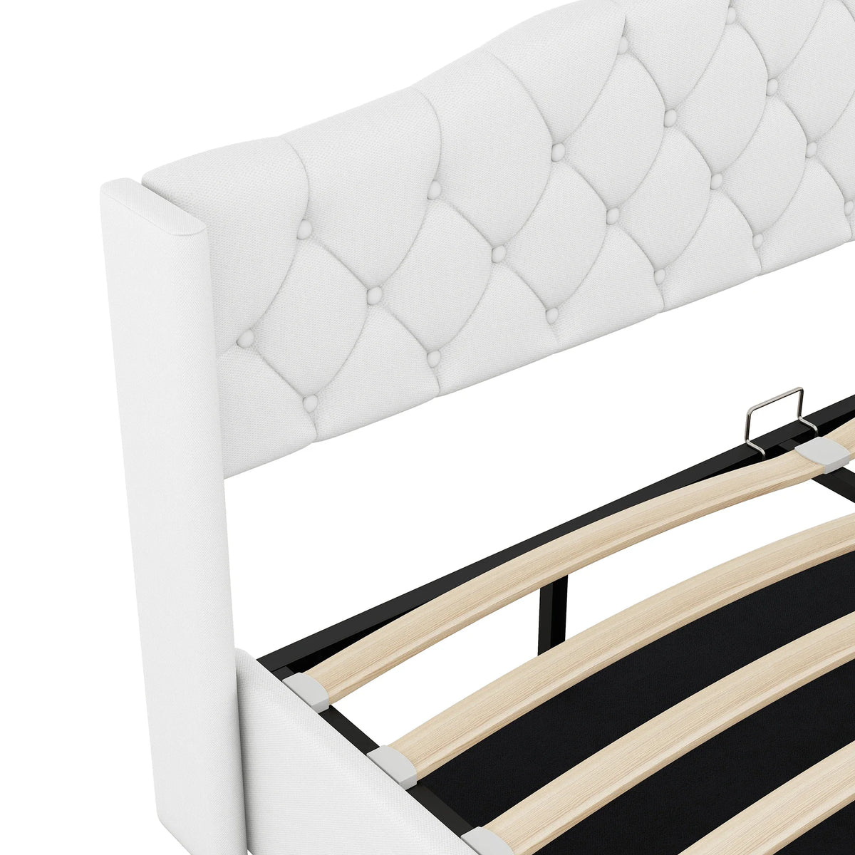 VSOGA 180 X 200CM Multifunctional Flat Bed with Hydraulic Storage, White - vue 5 sur 8
