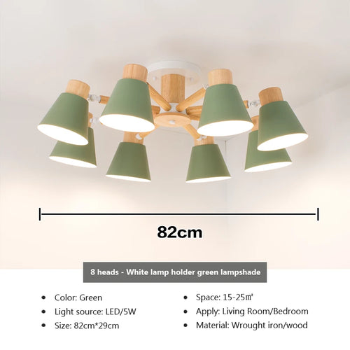 Nordic solid wood chandelier modern lighting for hotel and restaurant - vue 11 sur 20