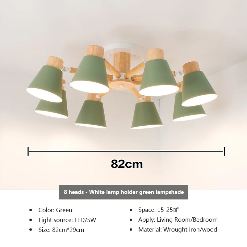 Nordic solid wood chandelier modern lighting for hotel and restaurant - vue 11 sur 20