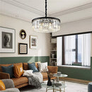Round crystal chandelier with clear glass pendant design
