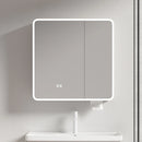 circular aluminum wardrobe with mirror, smart lighting and storage