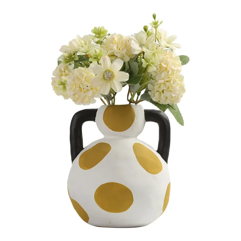 Hand-painted Milk Pot Ceramic Vase, Living Room, Porch, Desktop, Flower Arrangement Container, Homestay Decoration Handicraft - vue 6 sur 9