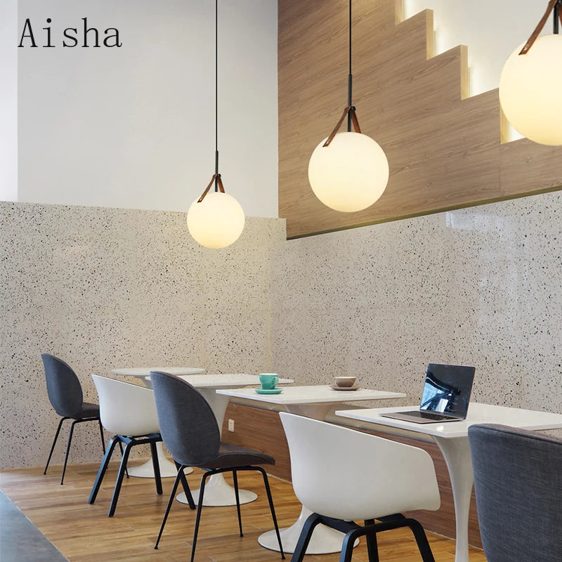 Modern glass LED pendant light for interior decoration