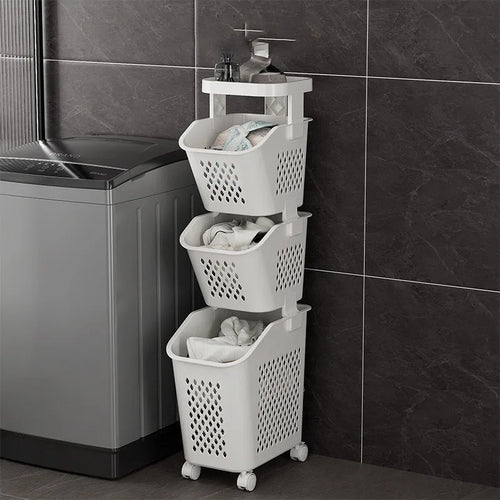 dirty laundry storage basket with practical wheels - vue 8 sur 9