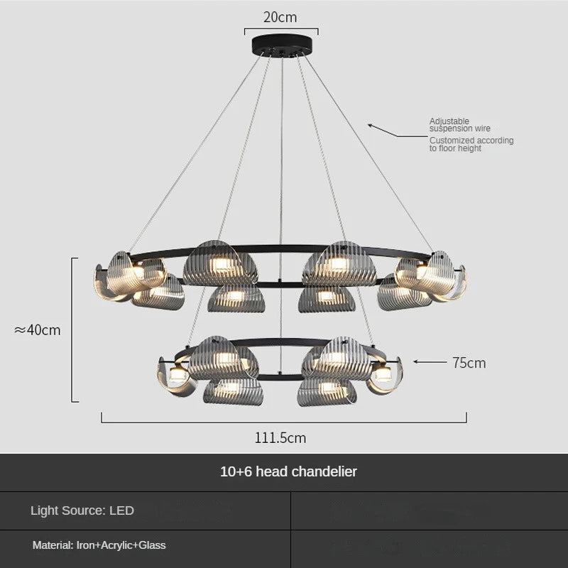Creative glass and iron pendant light for interior decor - vue 10 sur 10