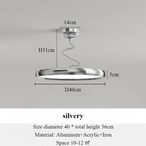 Modern minimalist Nordic aluminium chandelier with LED lights - vue 15 sur 18