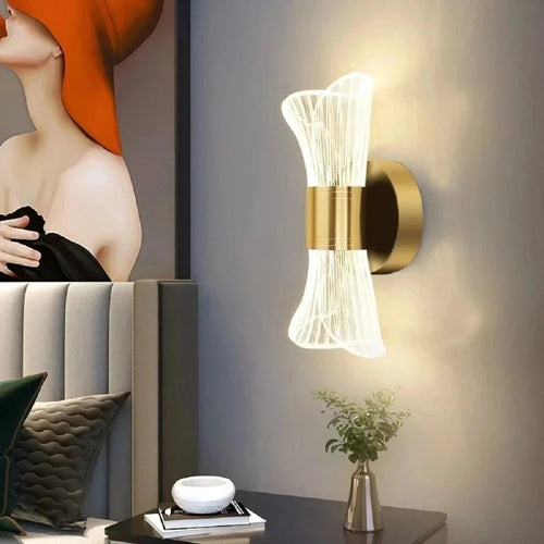 Modern luxury creative acrylic LED wall light gold or black for hallway, bedroom, bedside, corridor, home decor - vue 5 sur 11