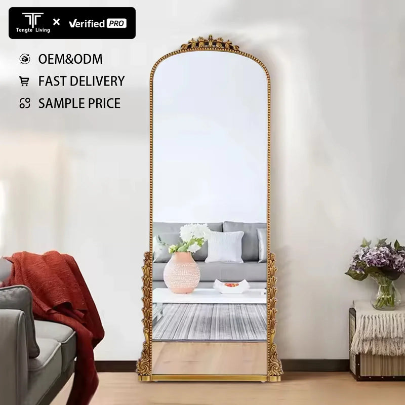 French pu gold wall mirror elegant design full length
