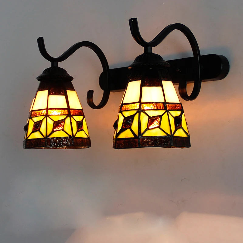 Vintage stained glass wall light for interior decoration