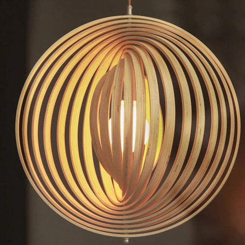 Nordic design wooden pendant light for restaurant - vue 7 sur 12