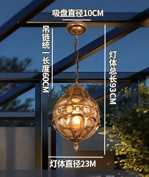 Industrial glass pendant light for indoor and outdoor decoration