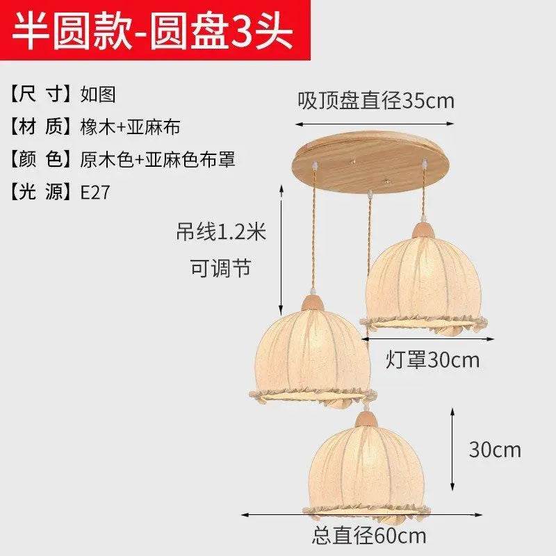 Nordic cotton and linen fabric chandelier - vue 13 sur 16