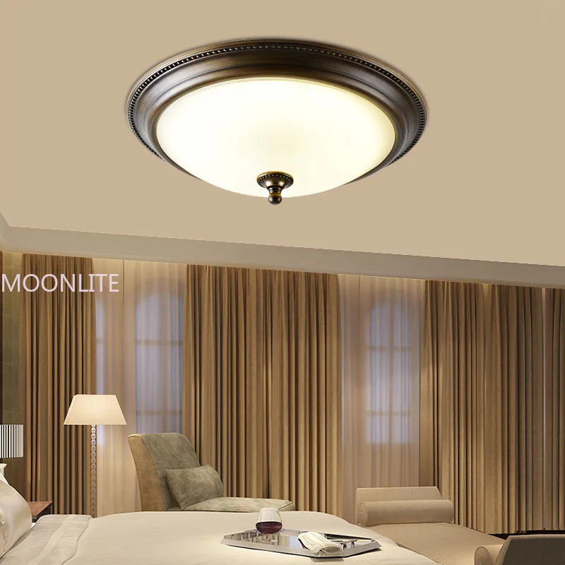Round gold, black or bronze ceiling light with frosted glass for corridor, living room or kitchen LED 110/220V