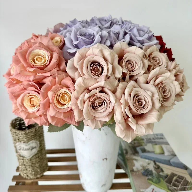 Artificial silk rose bouquet for festive decoration - vue 5 sur 15
