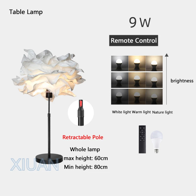 Creative paper floor lamp with retractable pole for hotel