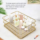 Gold iron storage basket for desk and stationery