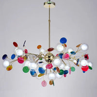 Nordic LED bubble firefly chandelier with natural agate effect