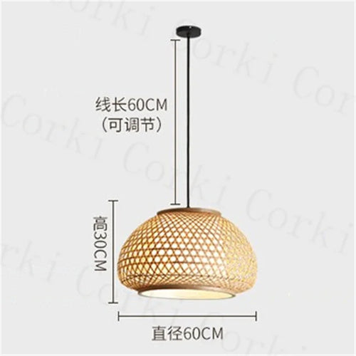 Hand-knitted bamboo chandelier decorative pendant for home - vue 11 sur 10