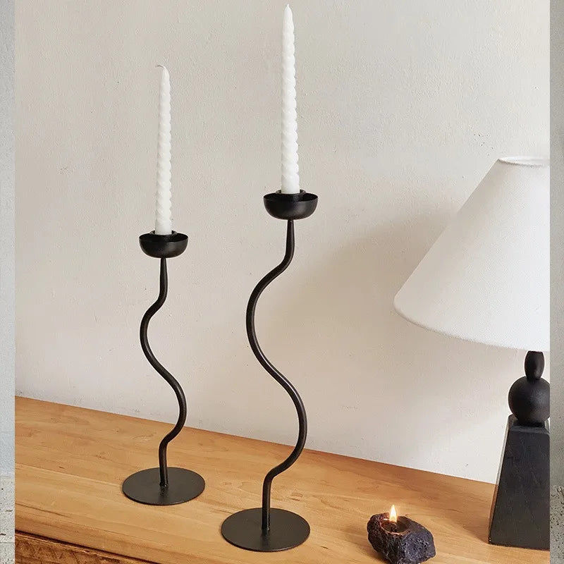 Retro metal candle holder for creative wedding decoration - vue 5 sur 8