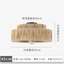 Retro rattan and straw ceiling light