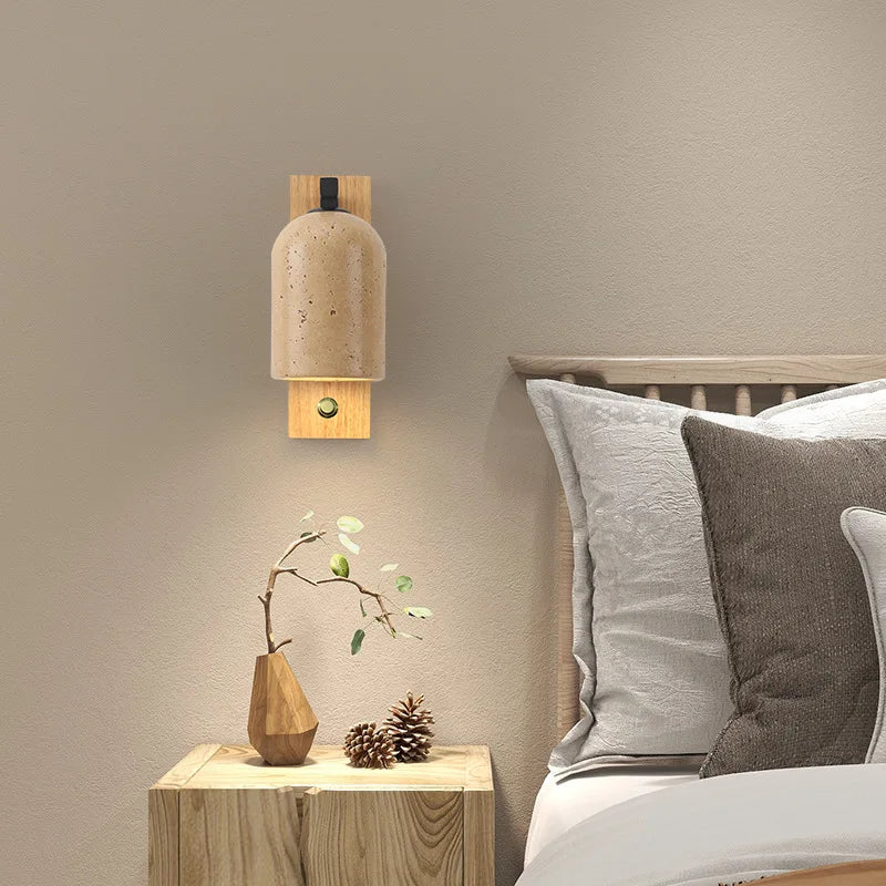 Natural stone LED wall light with switch for hotel