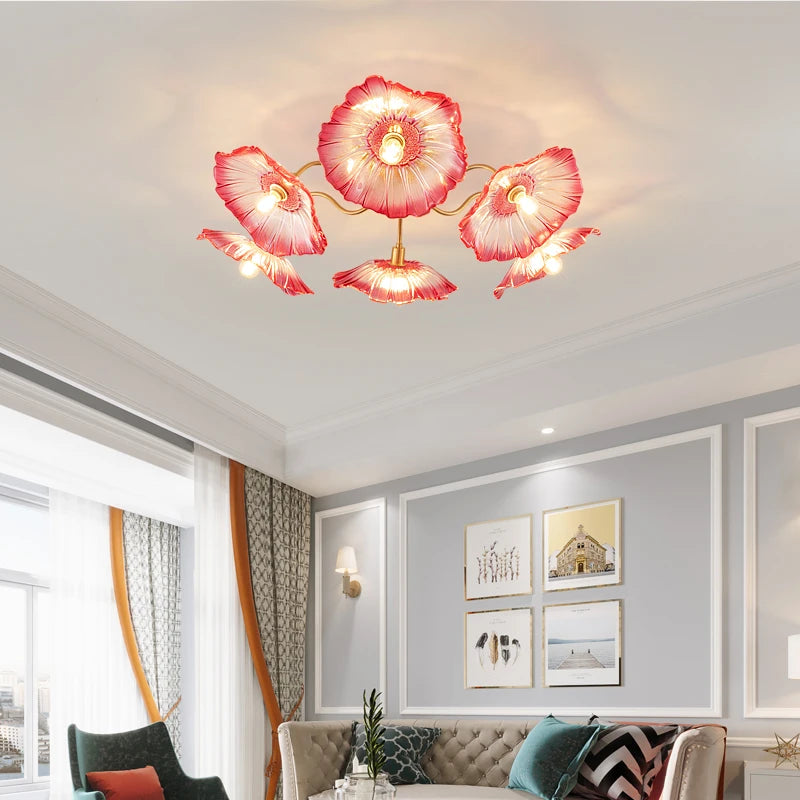 Nordic iron chandelier with glass and gold decoration