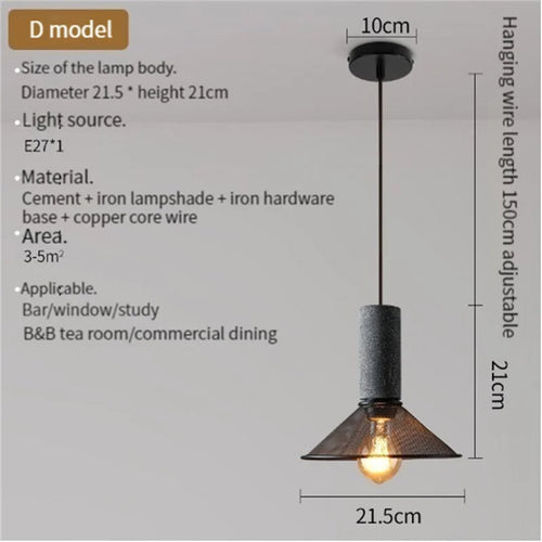 Concrete and iron pendant light - vue 14 sur 29