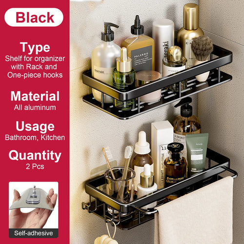 no-drill wall shelf for bathroom and kitchen storage - vue 9 sur 30