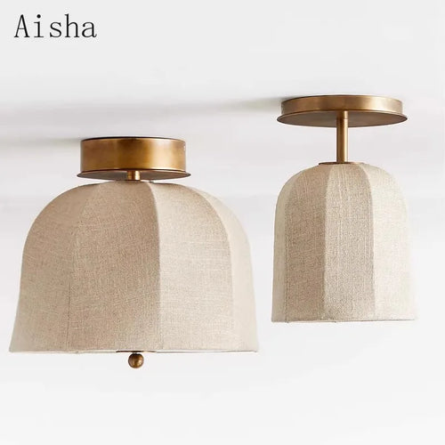American linen fabric ceiling light for elegant artistic decor - vue 2 sur 8