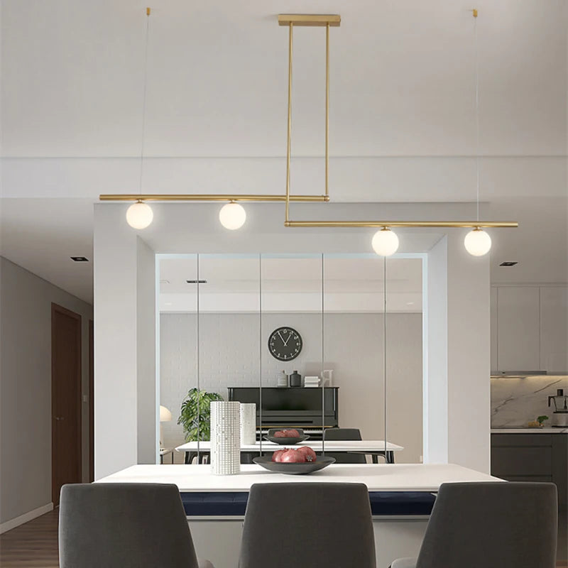Modern nordic minimalist LED glass chandelier for restaurant decor - vue 4 sur 16