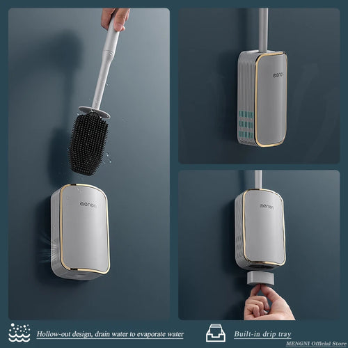 Luxury wall-mounted toilet brush quick cleaning bathroom accessories - vue 6 sur 12