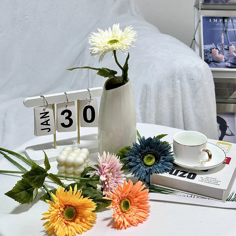 single gerbera with leaves for wedding and party decoration