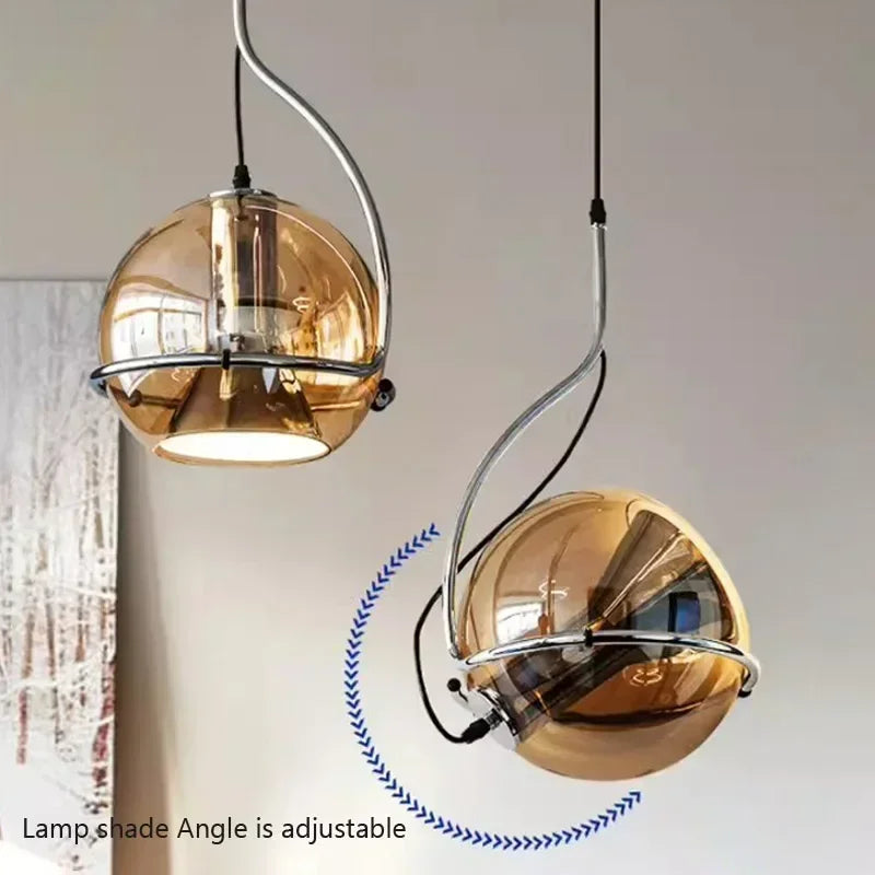 American retro amber glass chandelier for creative ambience