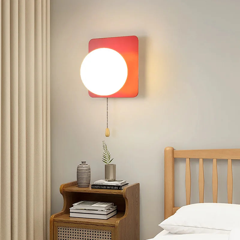 Modern led glass wall light with switch for children's room - vue 4 sur 21