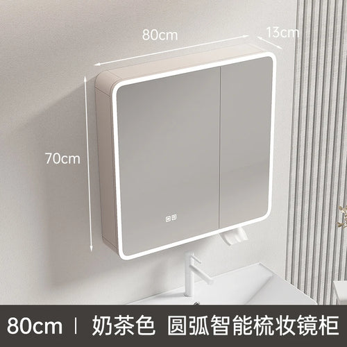 circular aluminum wardrobe with mirror, smart lighting and storage - vue 30 sur 32