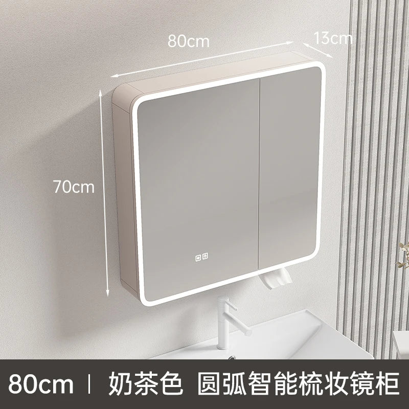circular aluminum wardrobe with mirror, smart lighting and storage - vue 29 sur 32