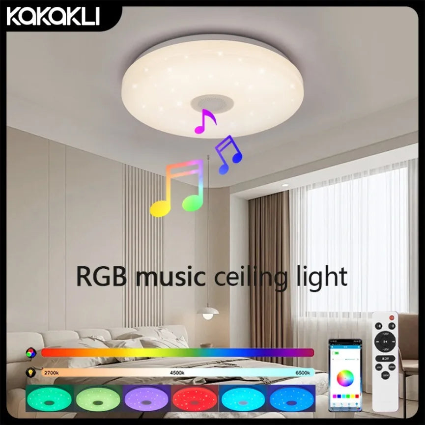Smart LED ceiling light with music and remote control