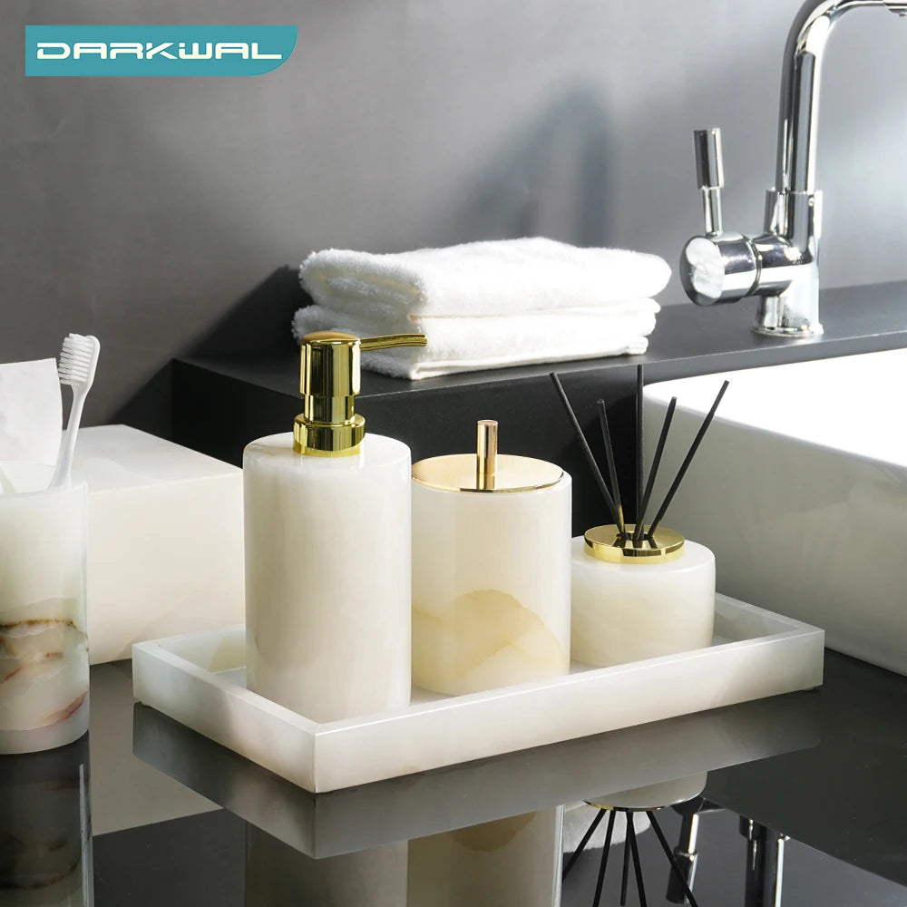 luxury natural marble bathroom accessory set