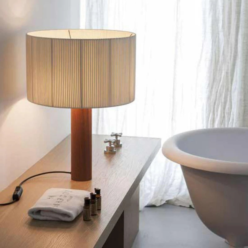Vintage minimalist solid wood wabi-sabi table lamp
