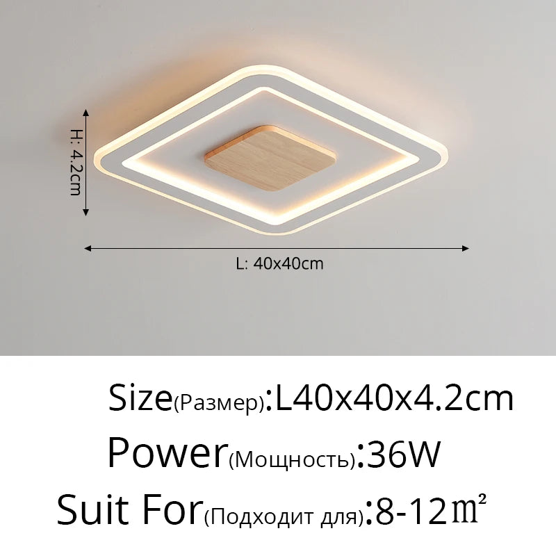 Ultra-slim solid wood LED ceiling light nordic modern style 2022