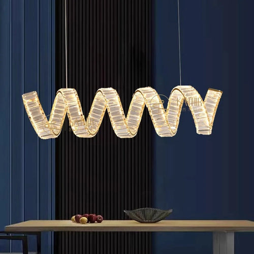 Modern gold spiral LED chandelier - vue 4 sur 7