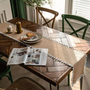 Beige country-style table runner with tassels