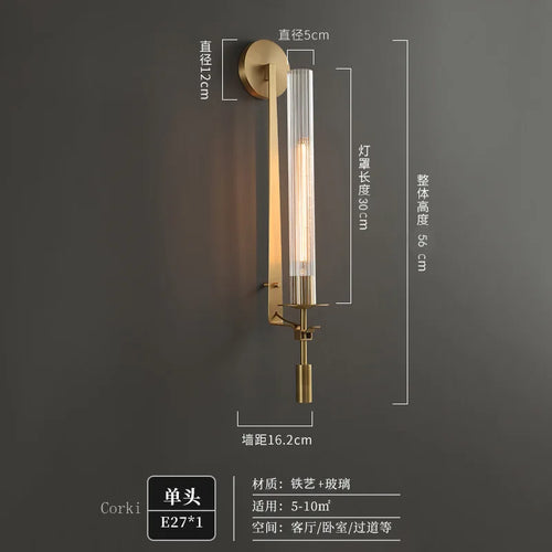 American country style retro brass wall light - vue 7 sur 8
