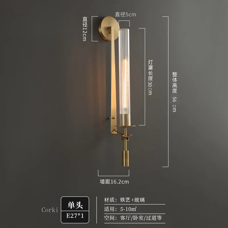 American country style retro brass wall light - vue 6 sur 8